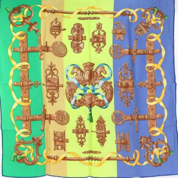 Auth HERMES FERRONNERIE Scarf Multicolor Silk - e60066a